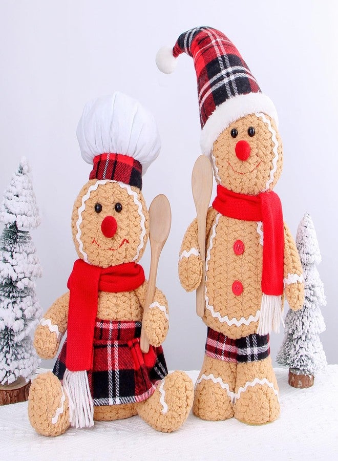 BWFY 22 Inch Large Size Christmas Gingerbread Plush,2PCS Gingerbread Man Christmas Decoration Boy & Girl Figures - Image 1